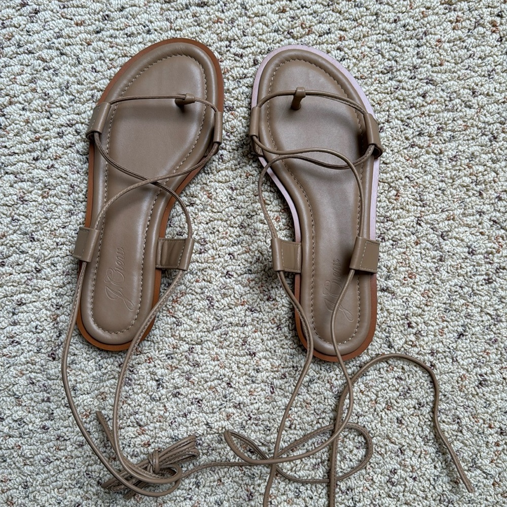 J.Crew Smooth Leather Lace-up Sandal